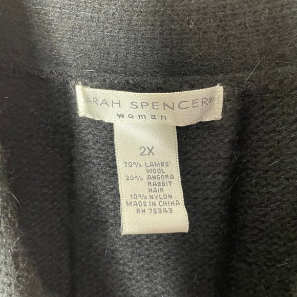 Sarah Spencer Women's Size 2X Knit Cardigan Black Two Buttons 3/4 Sleeves - Picture 3 of 15